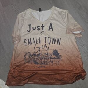 SHEIN Small Town Girl Graphic Tee - Cream and Brown